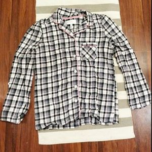 Victoria's Secret Pink Black Plaid Pajama Shirt